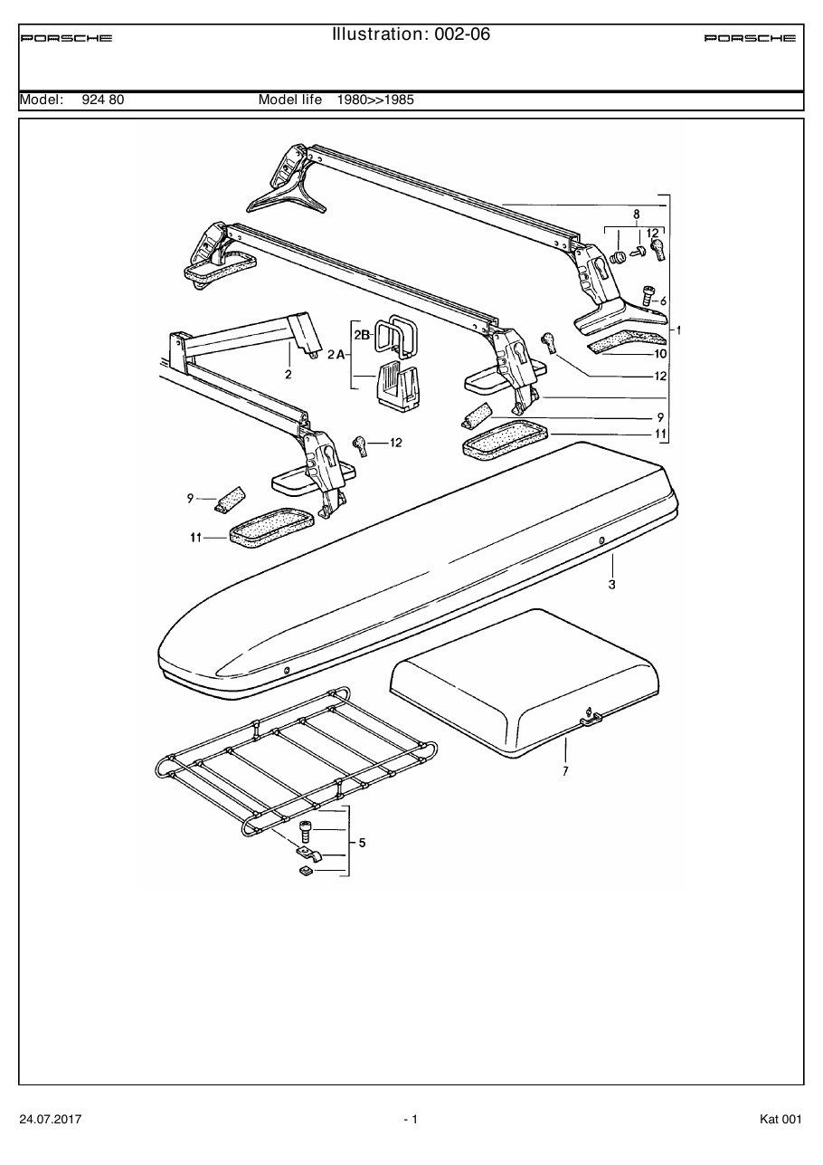 Exploded parts diagram — Roof transport system