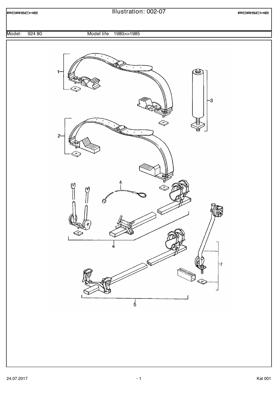 Exploded parts diagram — Roof transport system