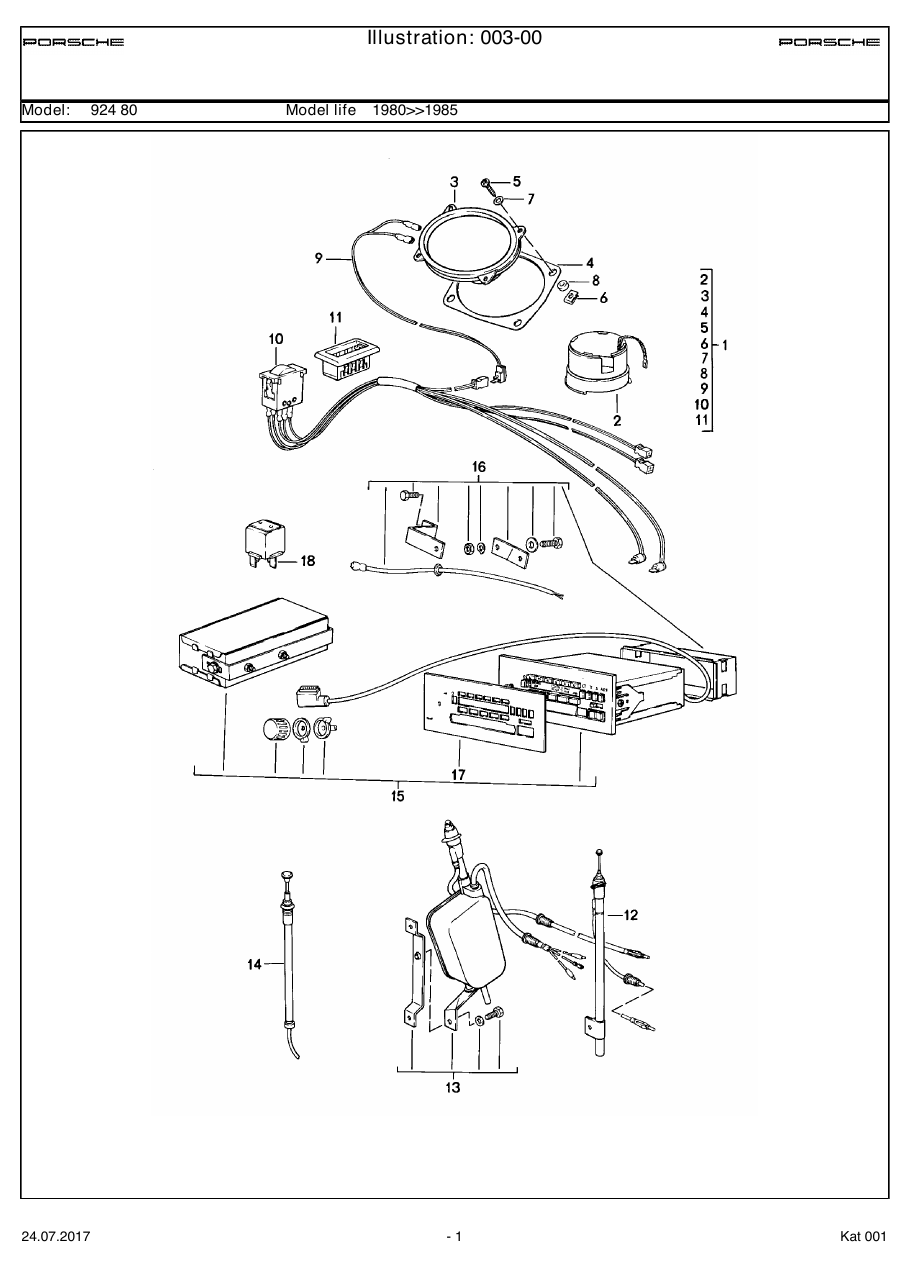 Exploded parts diagram — Radio
