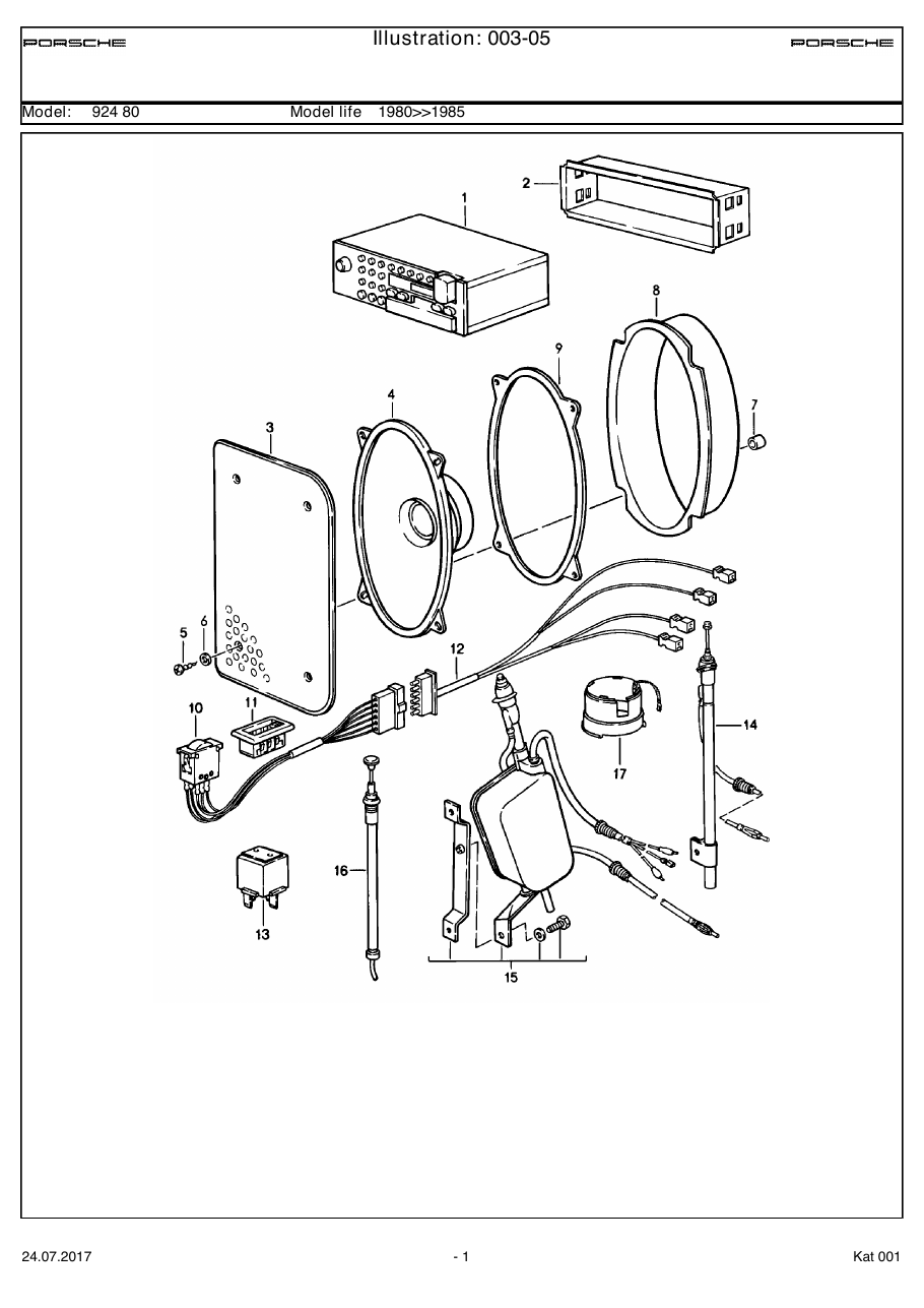Exploded parts diagram — Radio