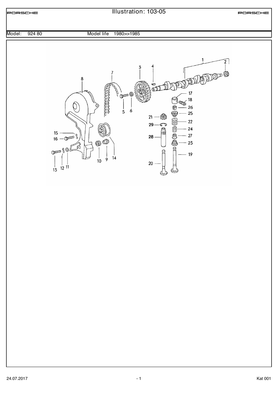 Exploded parts diagram — Camshaft