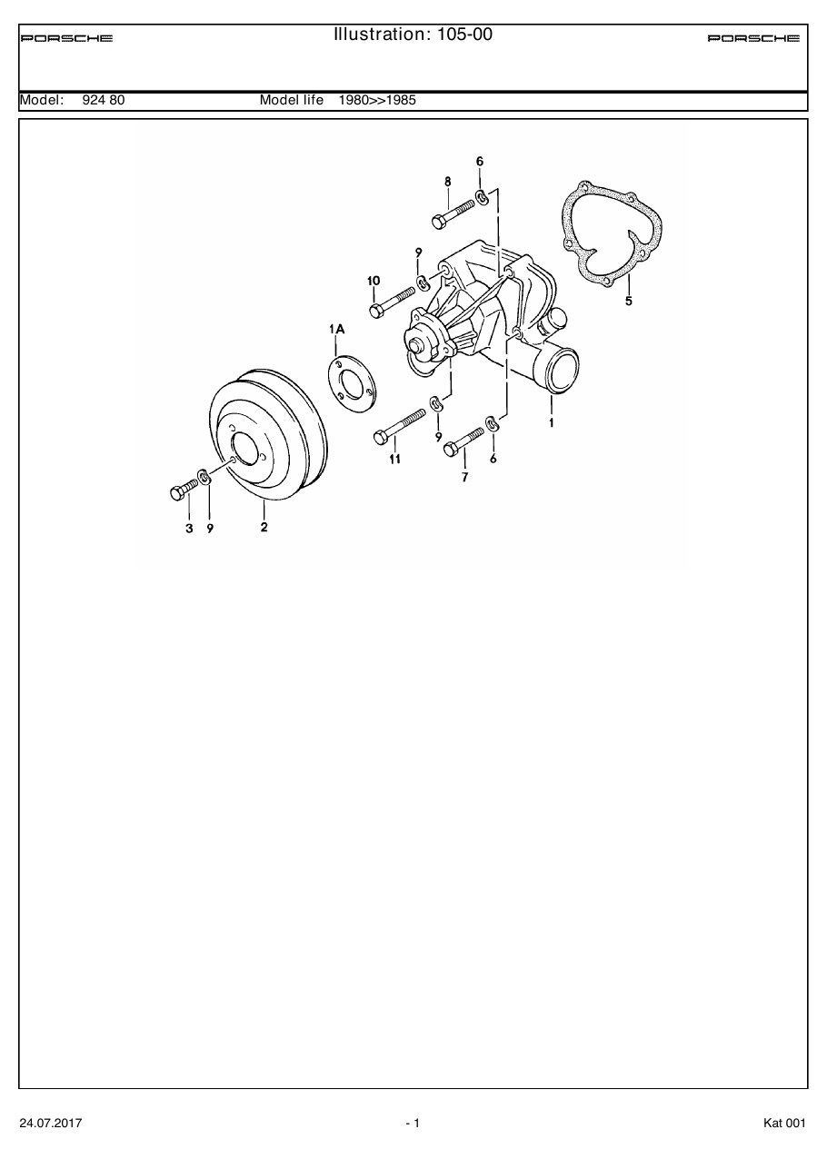 Exploded parts diagram — Water pump