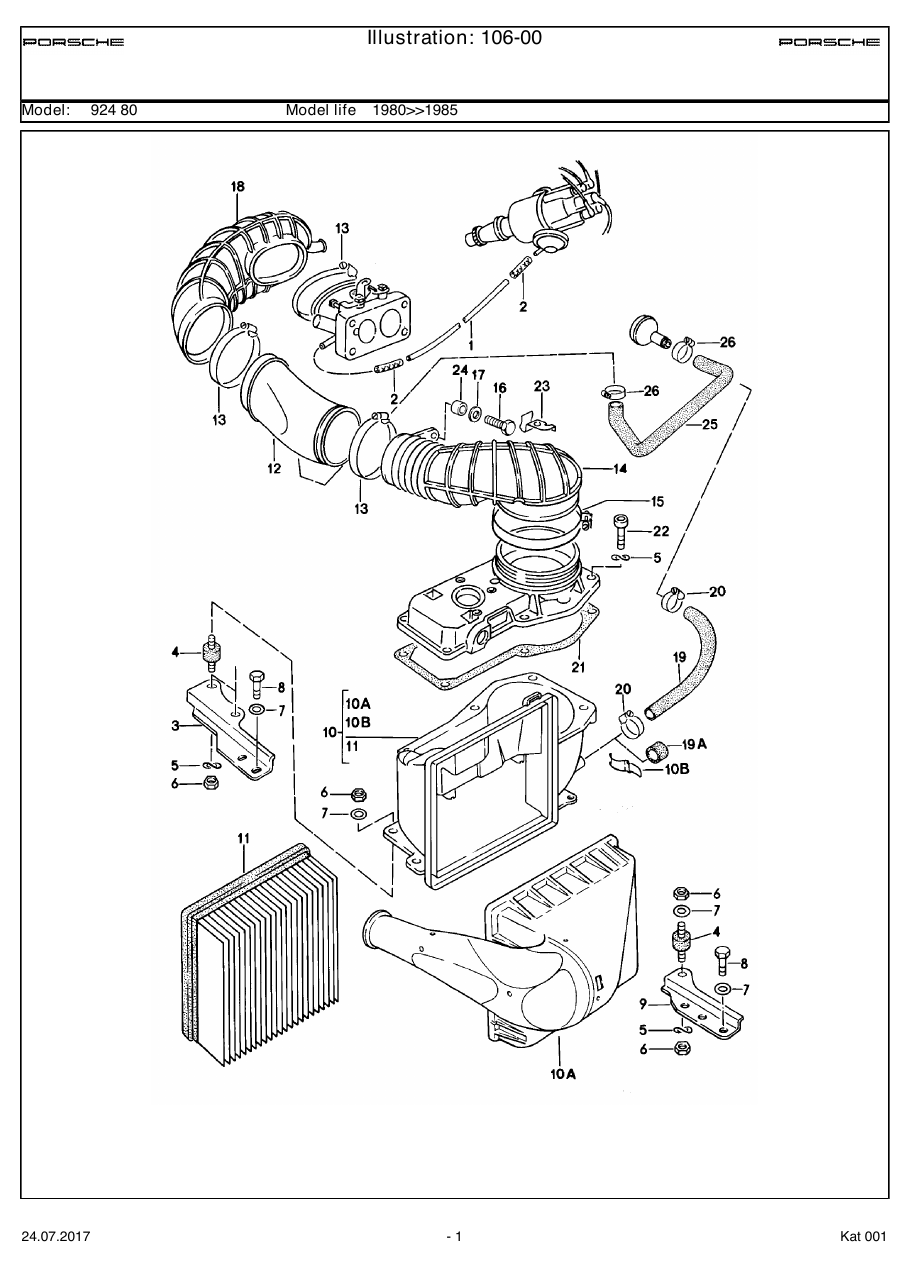 Exploded parts diagram — Air cleaner system