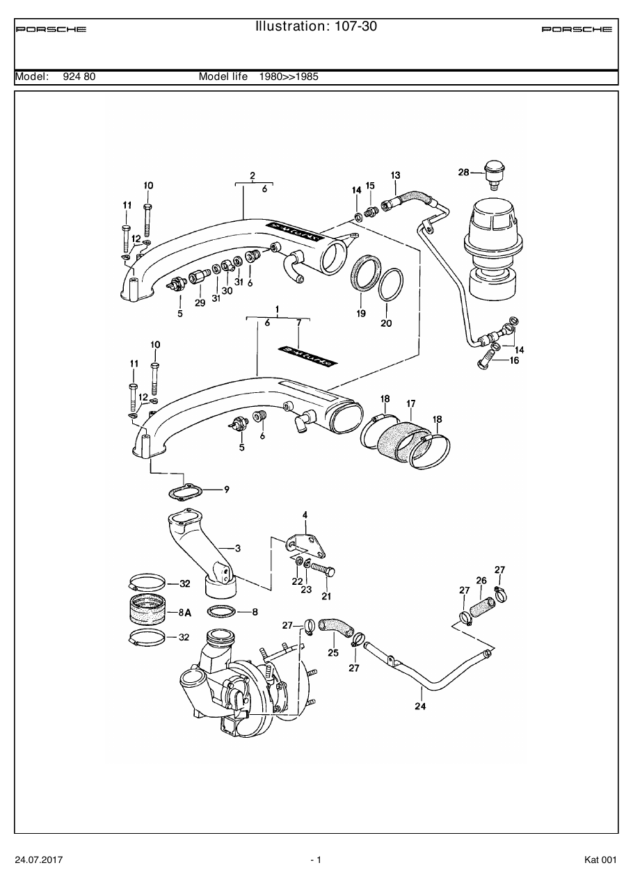 Exploded parts diagram — Turbocharging