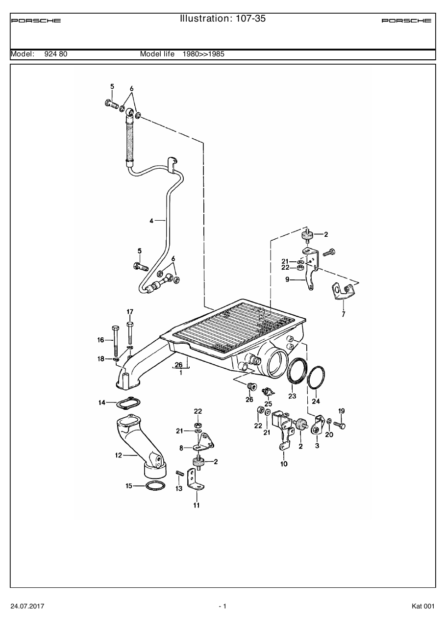 Exploded parts diagram — Charge air cooler
