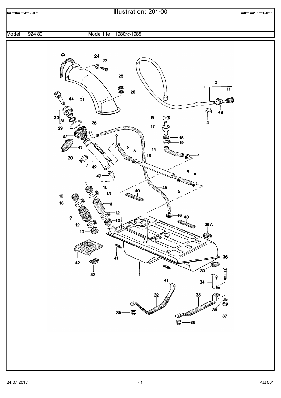Exploded parts diagram — Fuel tank