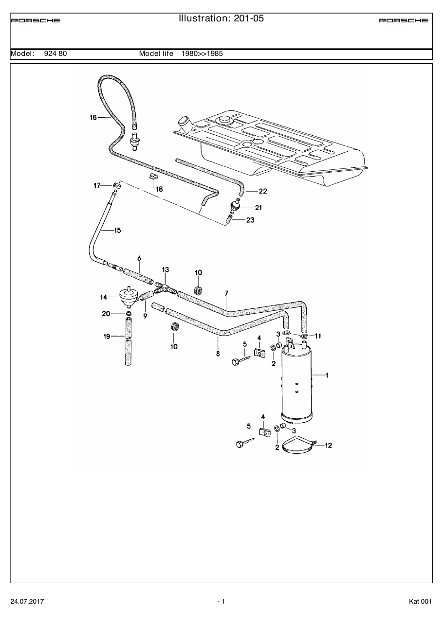 Exploded parts diagram — Carbon canister