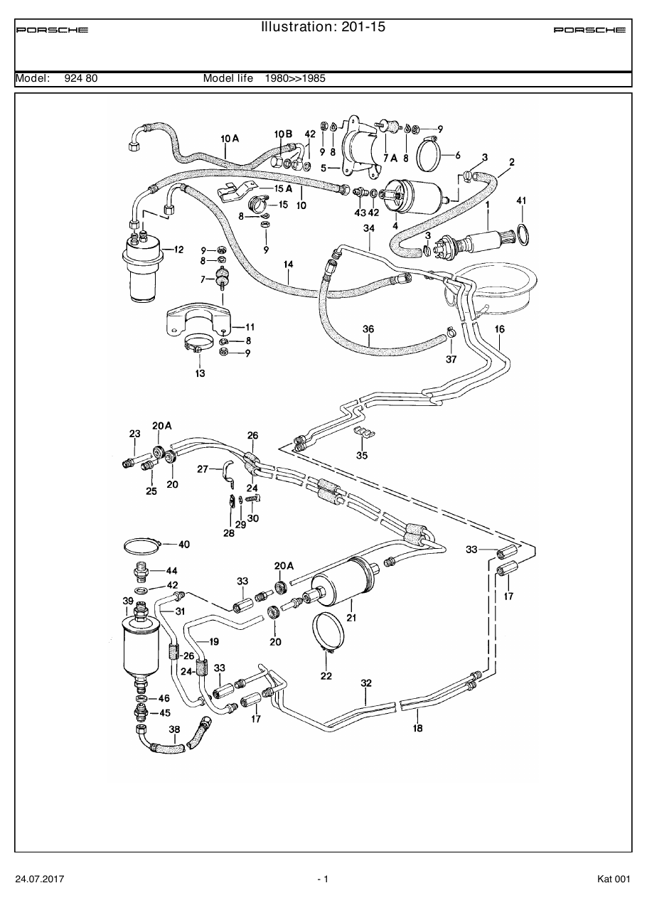 Exploded parts diagram — Fuel system