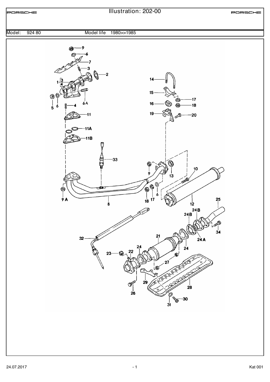 Exploded parts diagram — Exhaust system