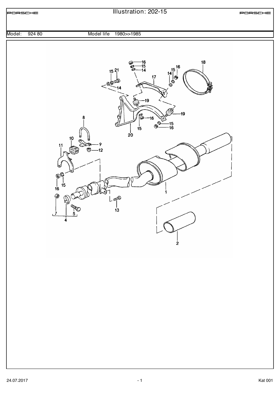 Exploded parts diagram — Exhaust system