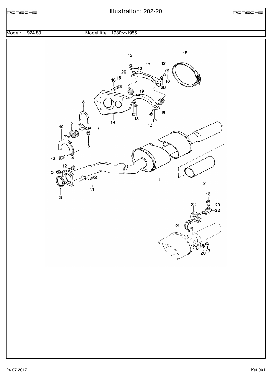 Exploded parts diagram — Exhaust system