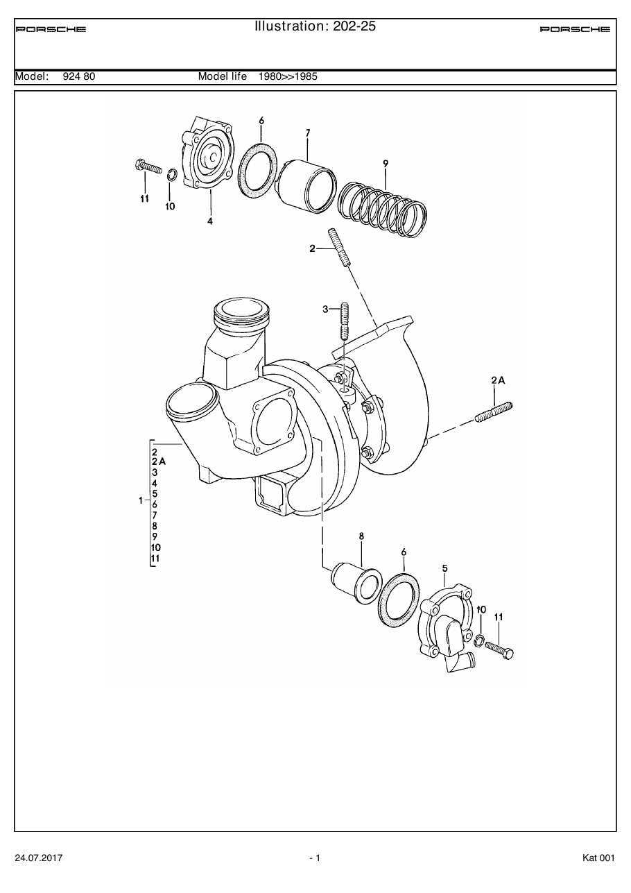 Exploded parts diagram — Turbocharger
