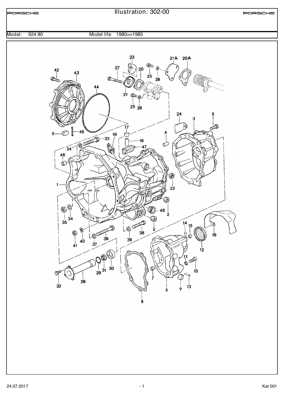Exploded parts diagram — Replacement transmission