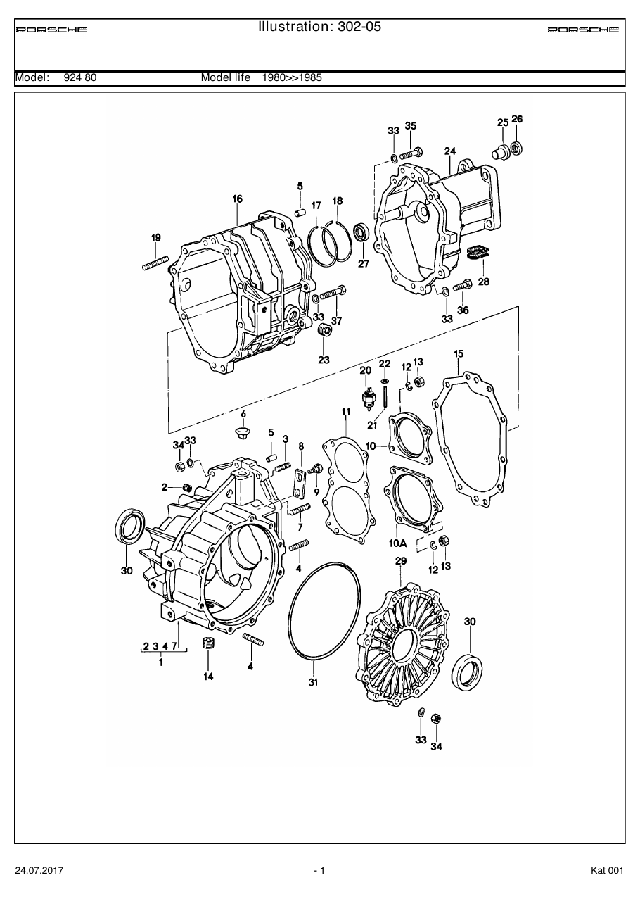 Exploded parts diagram — Replacement transmission