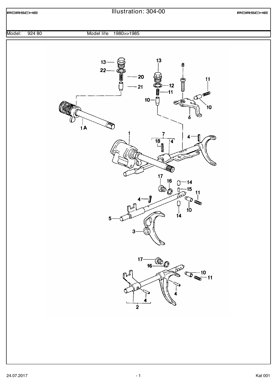 Exploded parts diagram — Shift rods