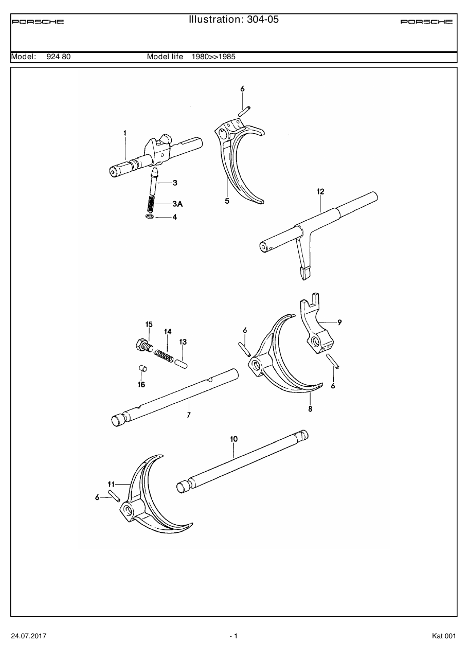 Exploded parts diagram — Shift rods