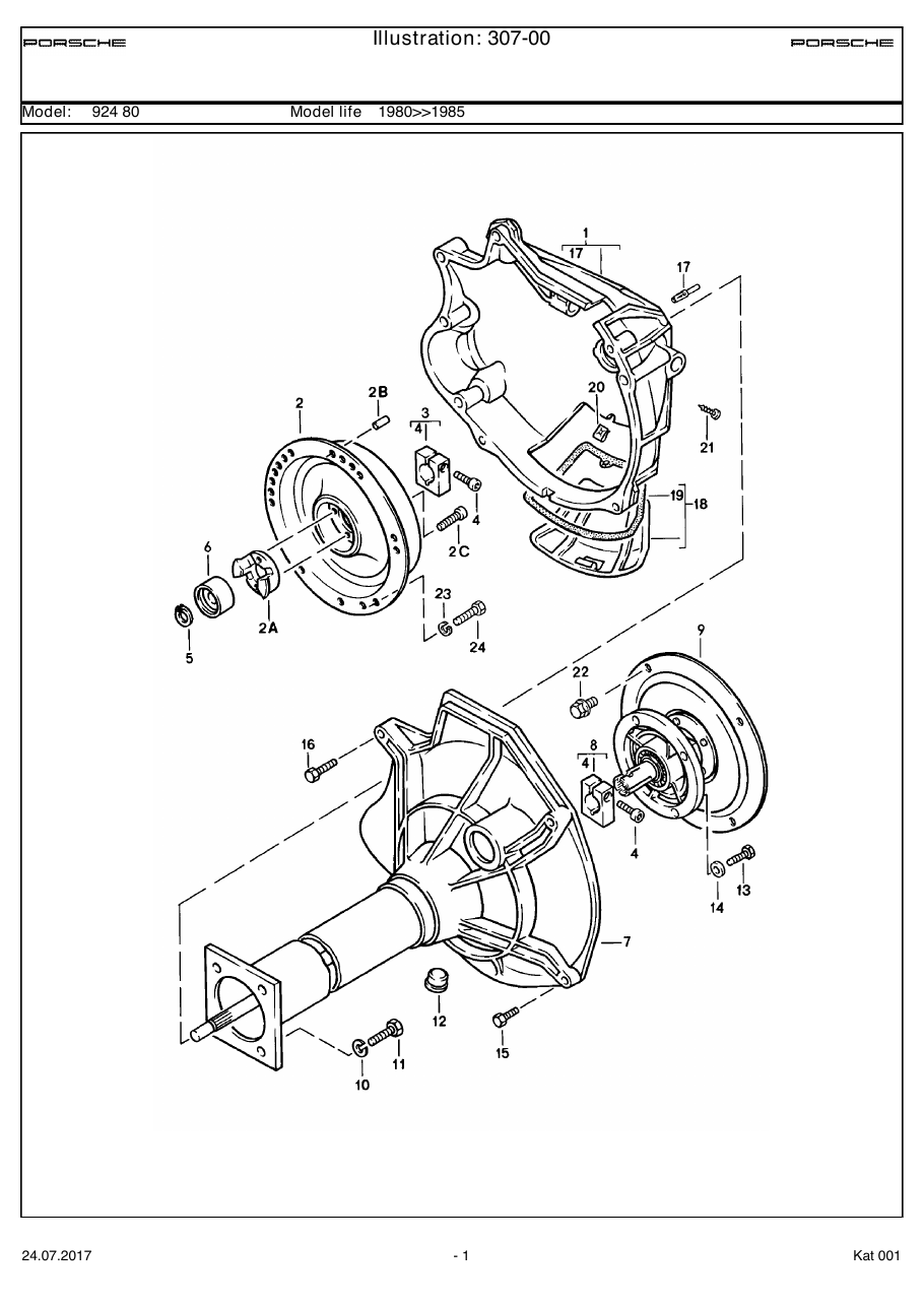 Exploded parts diagram — Central tube
