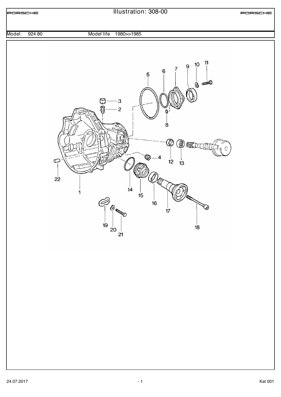 Exploded parts diagram — Replacement transmission