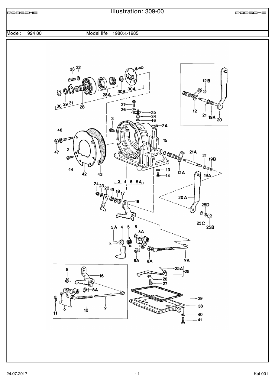 Exploded parts diagram — Transmission case
