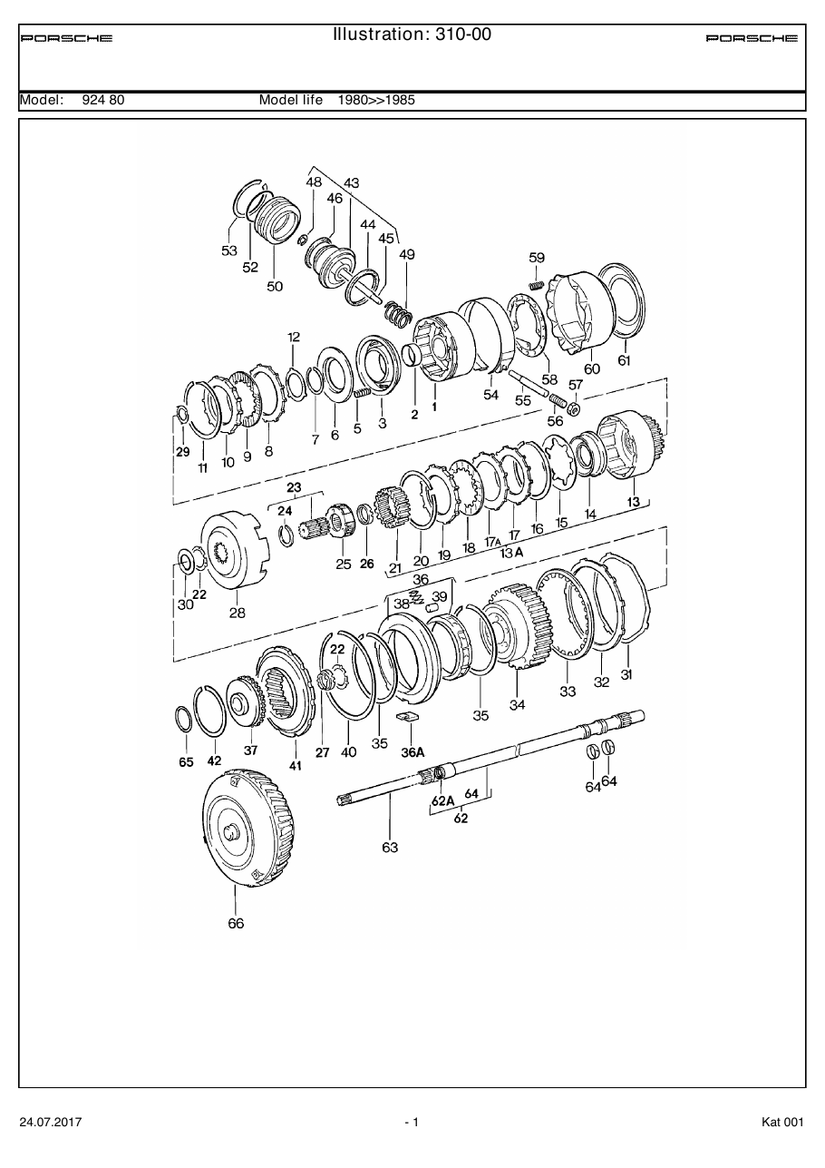 Exploded parts diagram — Transmission parts