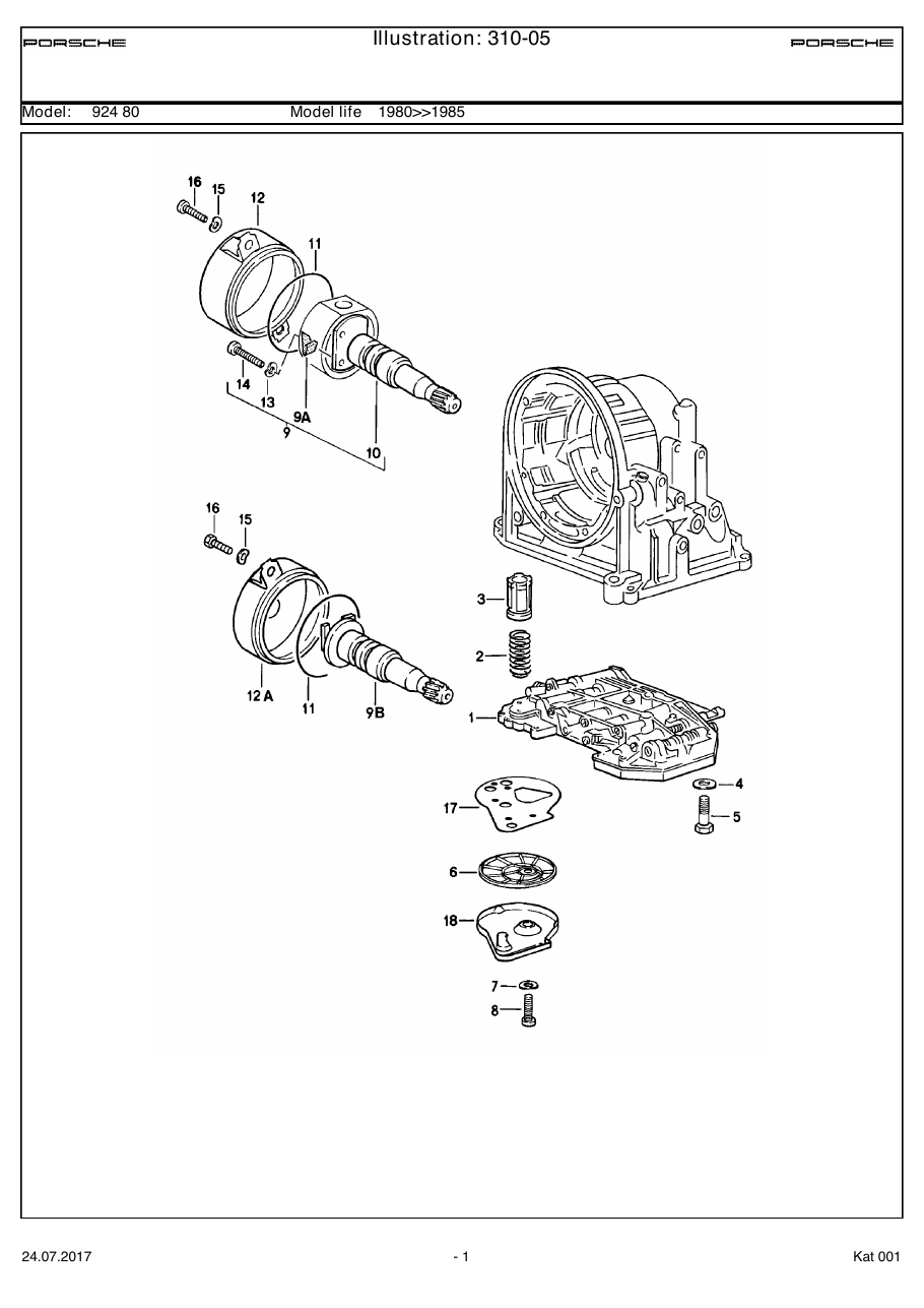 Exploded parts diagram — Shift-valve body