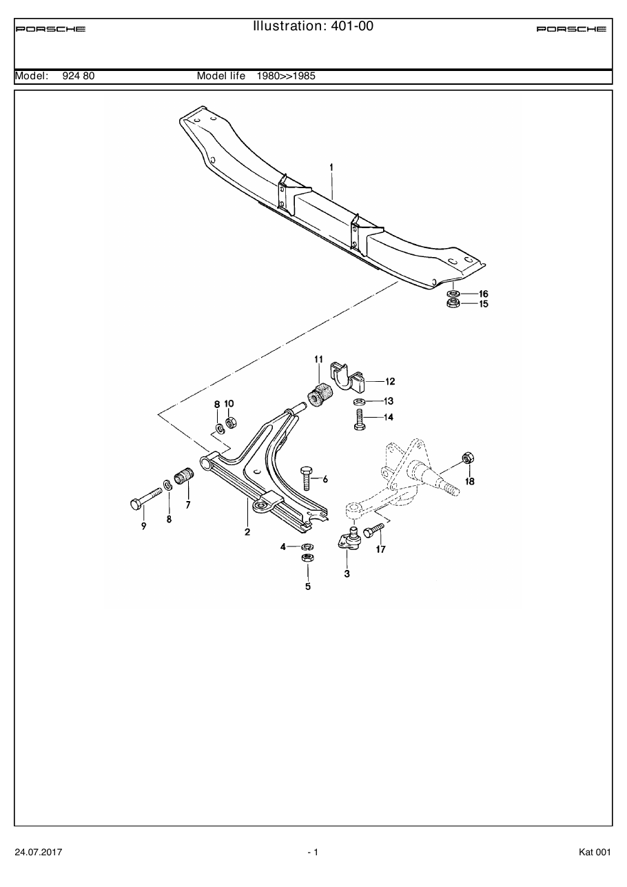 Exploded parts diagram — Cross member