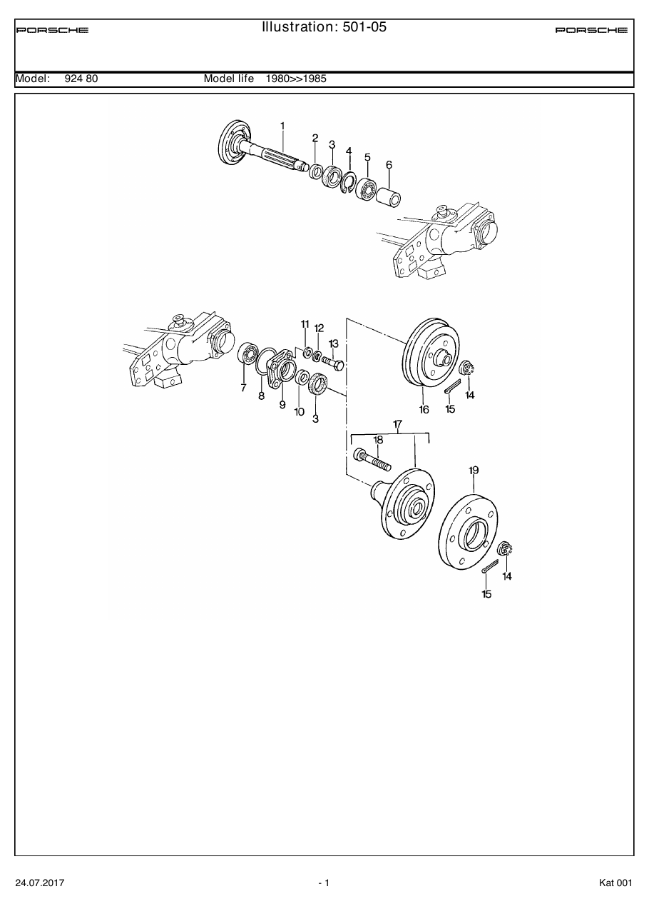 Exploded parts diagram — Rear wheel shaft