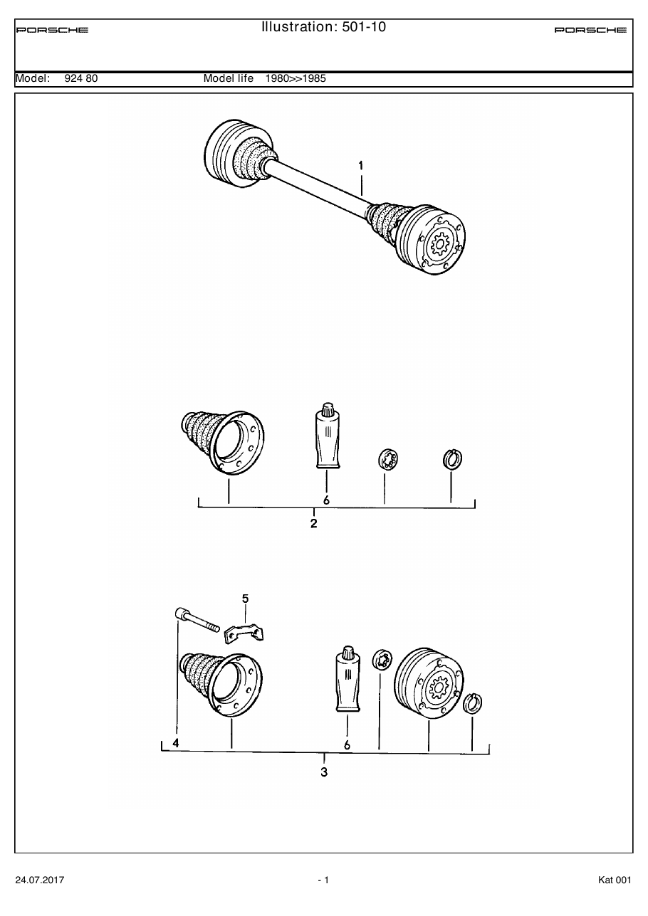 Exploded parts diagram — Drive shaft