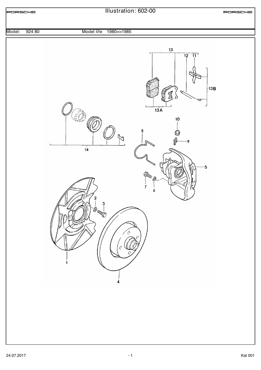 Exploded parts diagram — Disc brake
