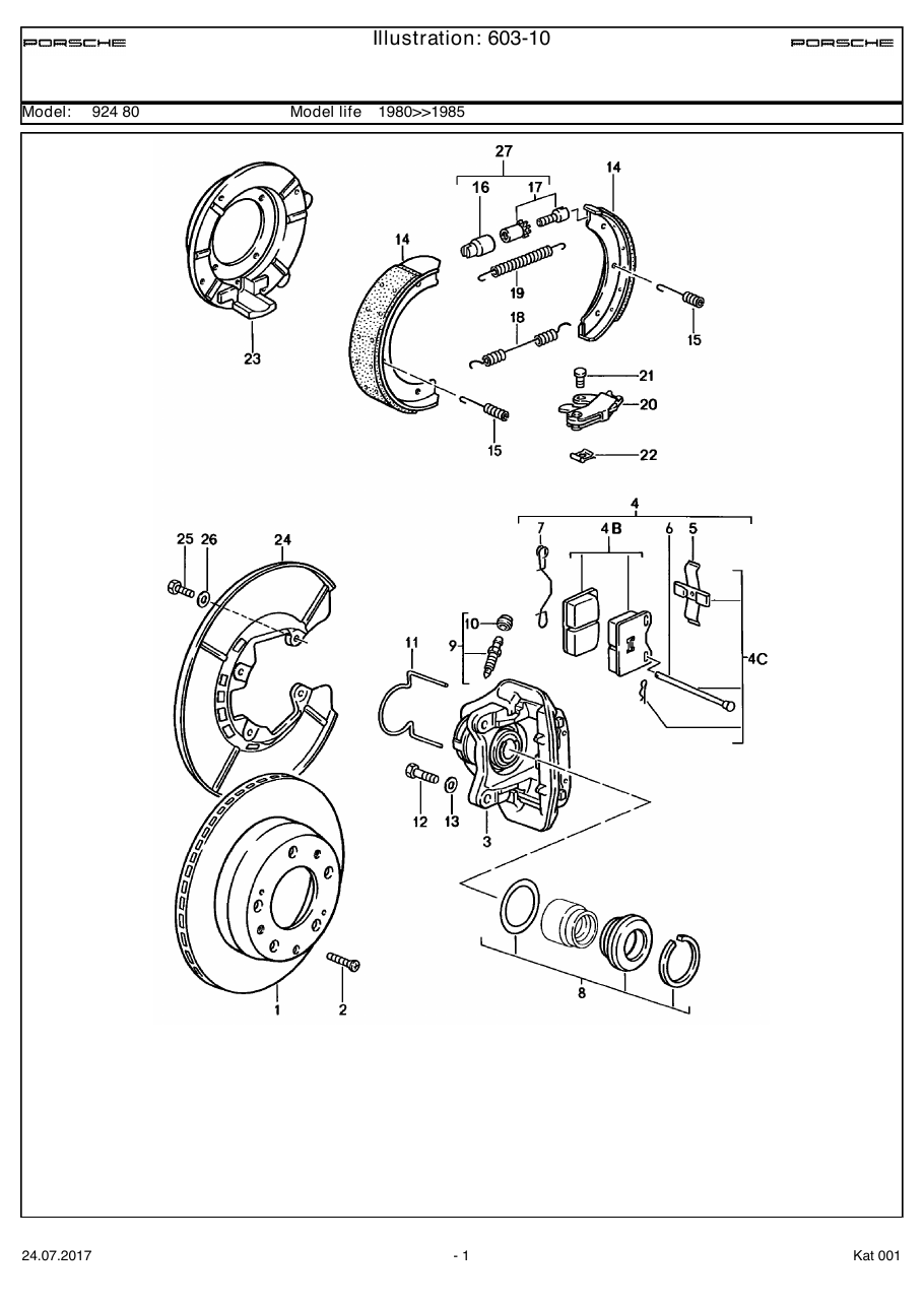 Exploded parts diagram — Disc brake