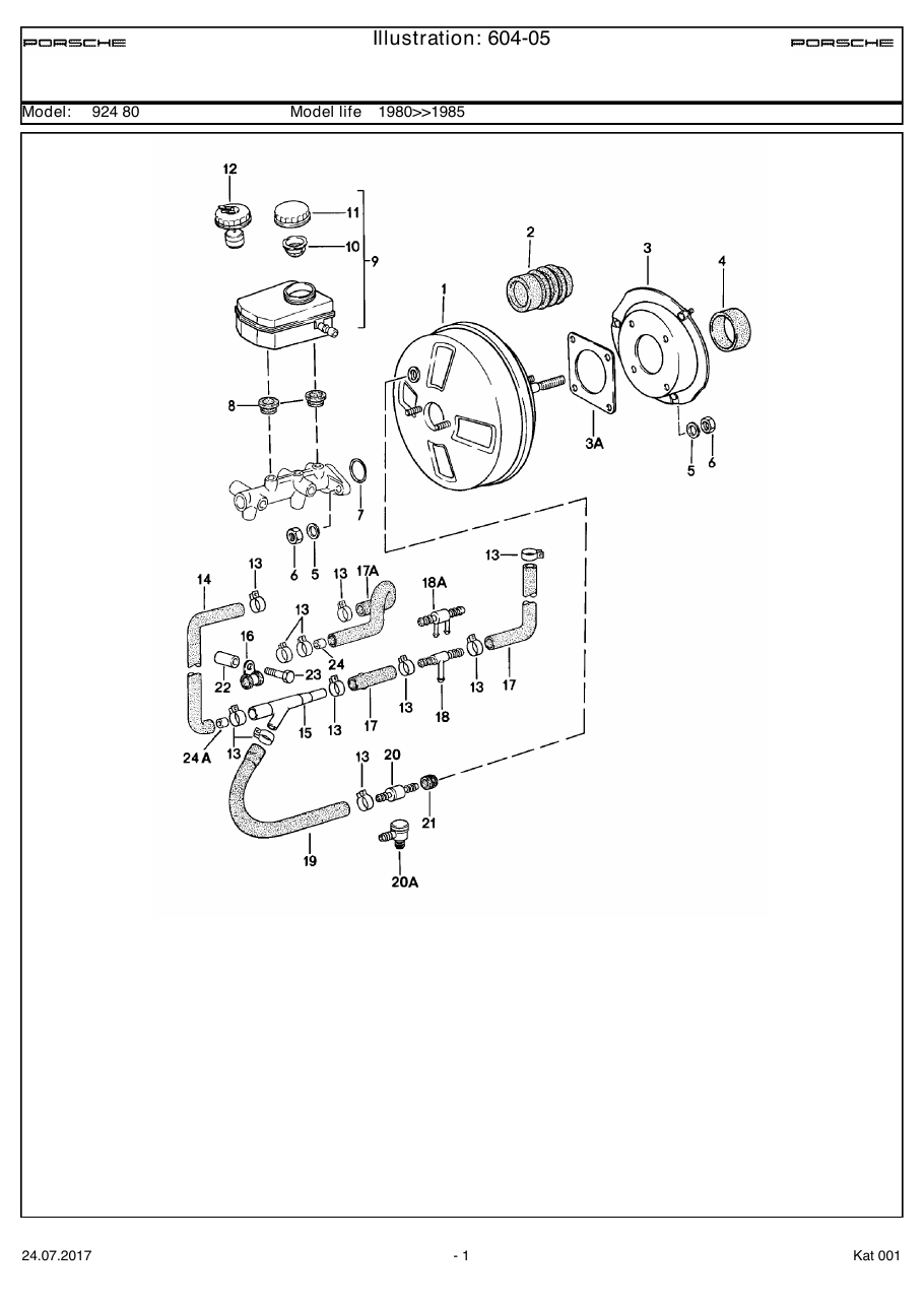 Exploded parts diagram — Brake booster