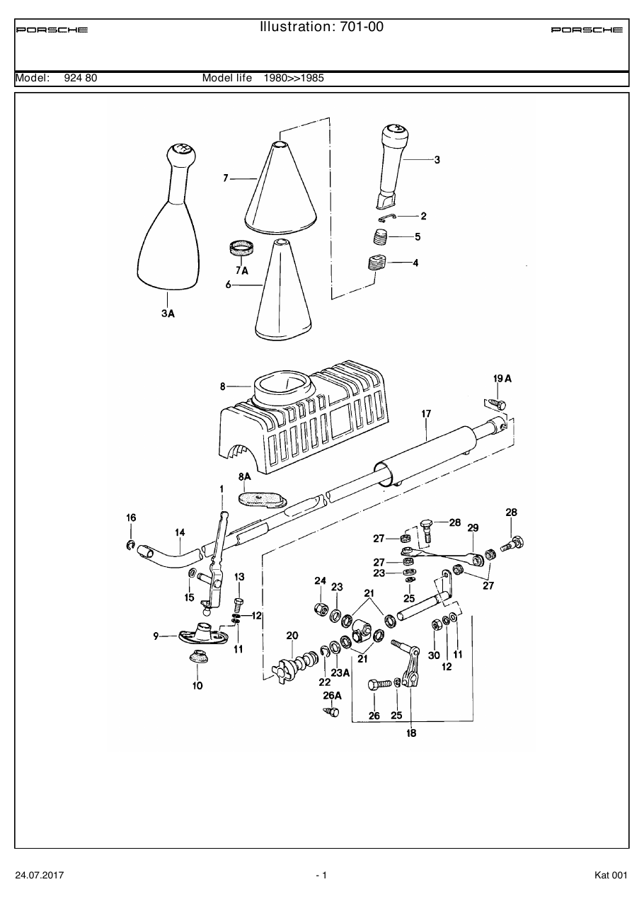 Exploded parts diagram — Shift mechanism