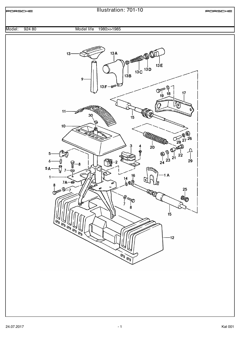 Exploded parts diagram — Shift mechanism