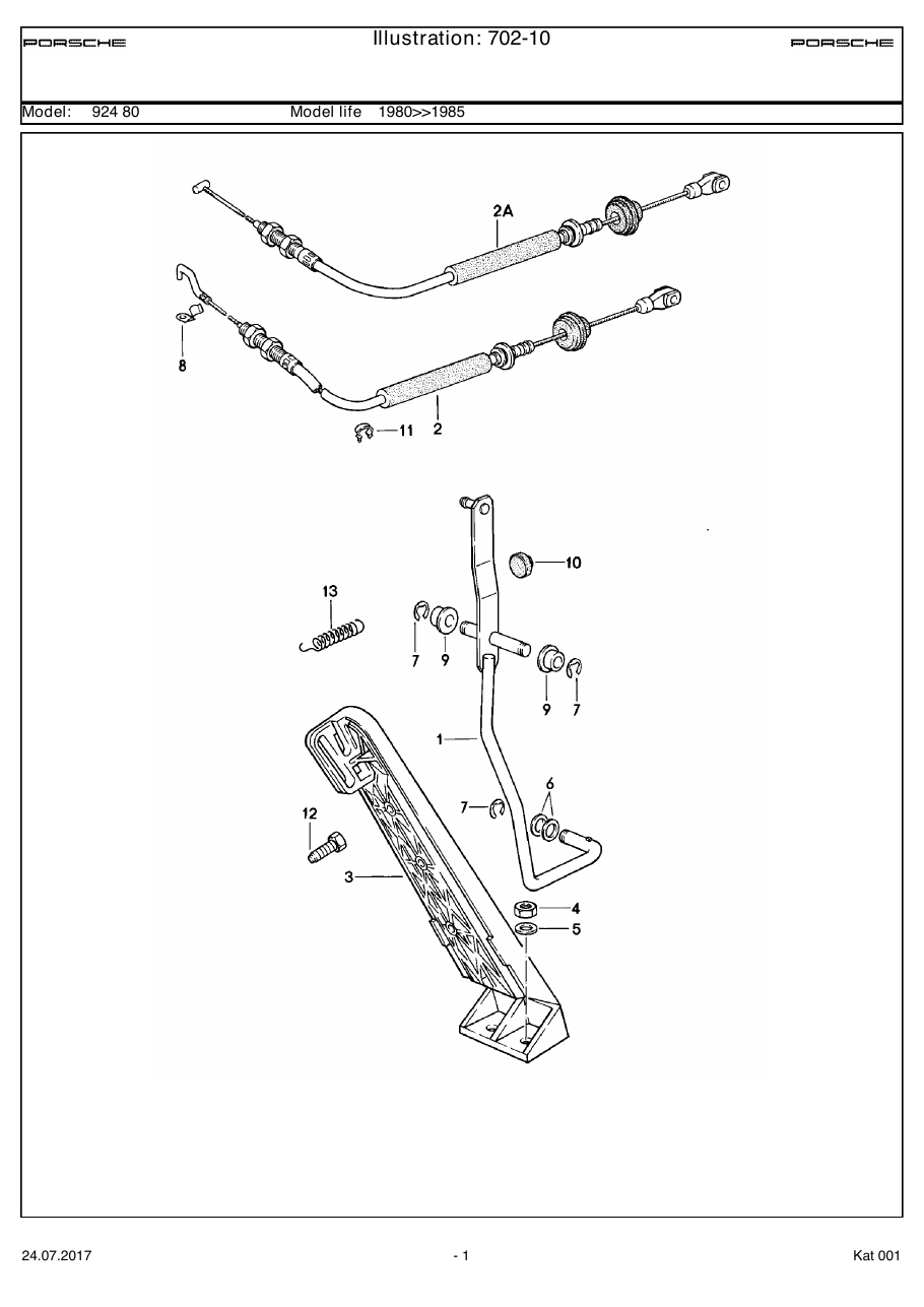 Exploded parts diagram — Accelerator control