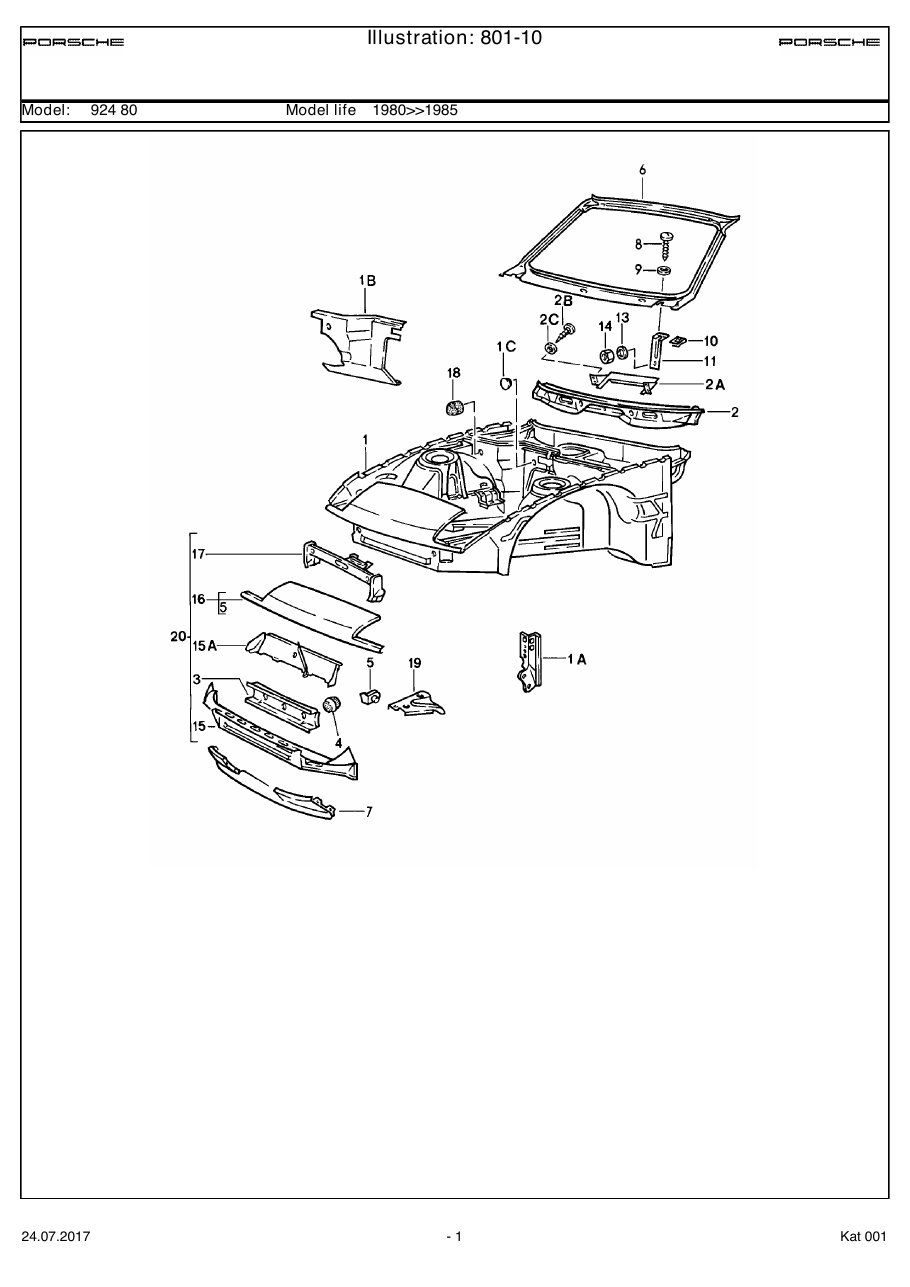 Exploded parts diagram — Front part