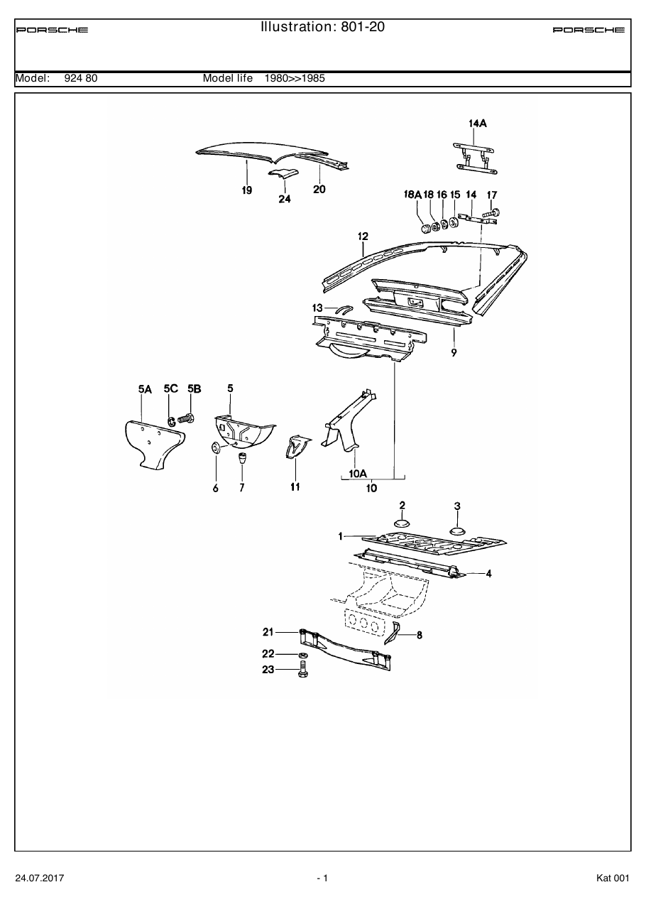 Exploded parts diagram — Transmission carrier