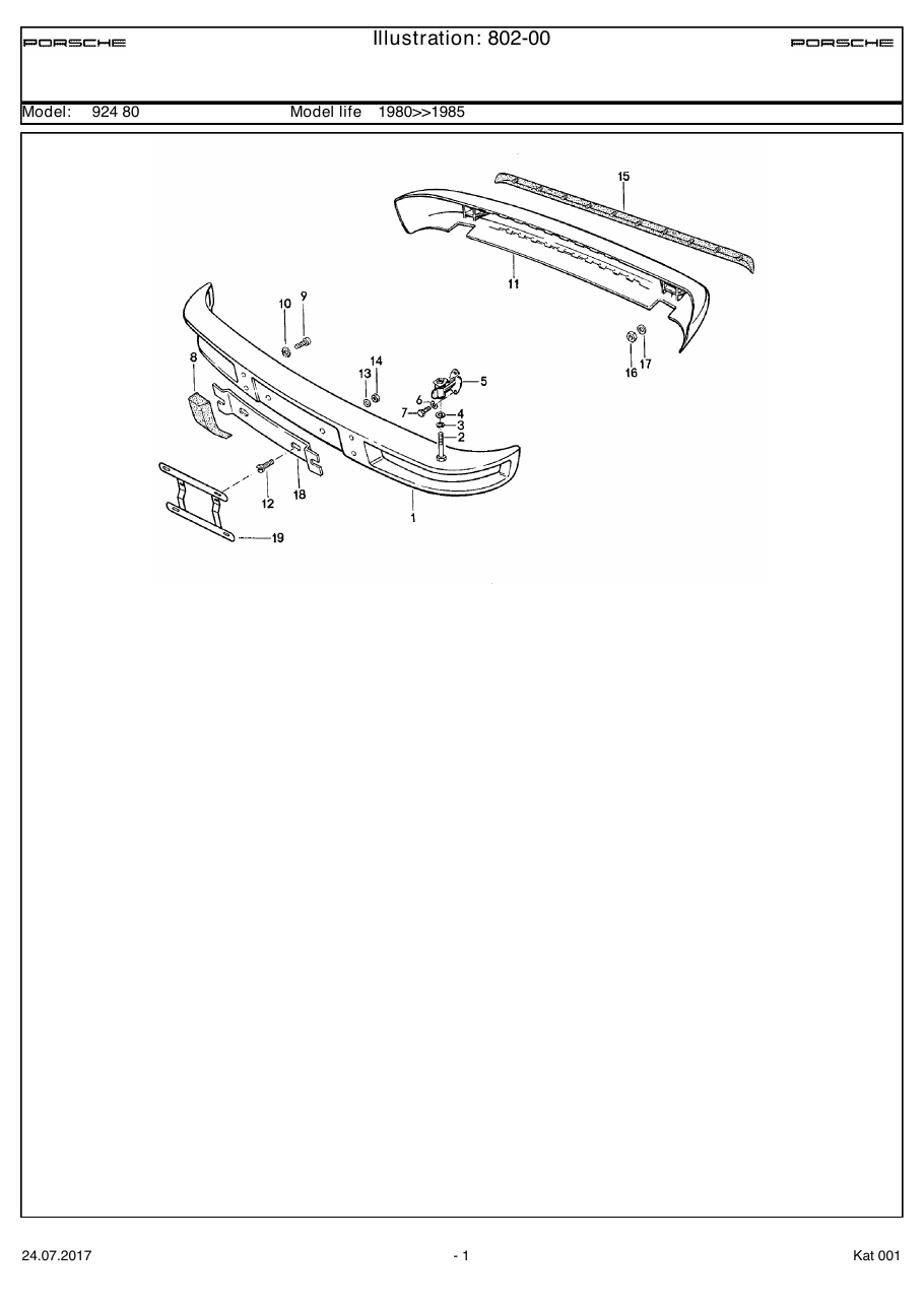 Exploded parts diagram — Bumper