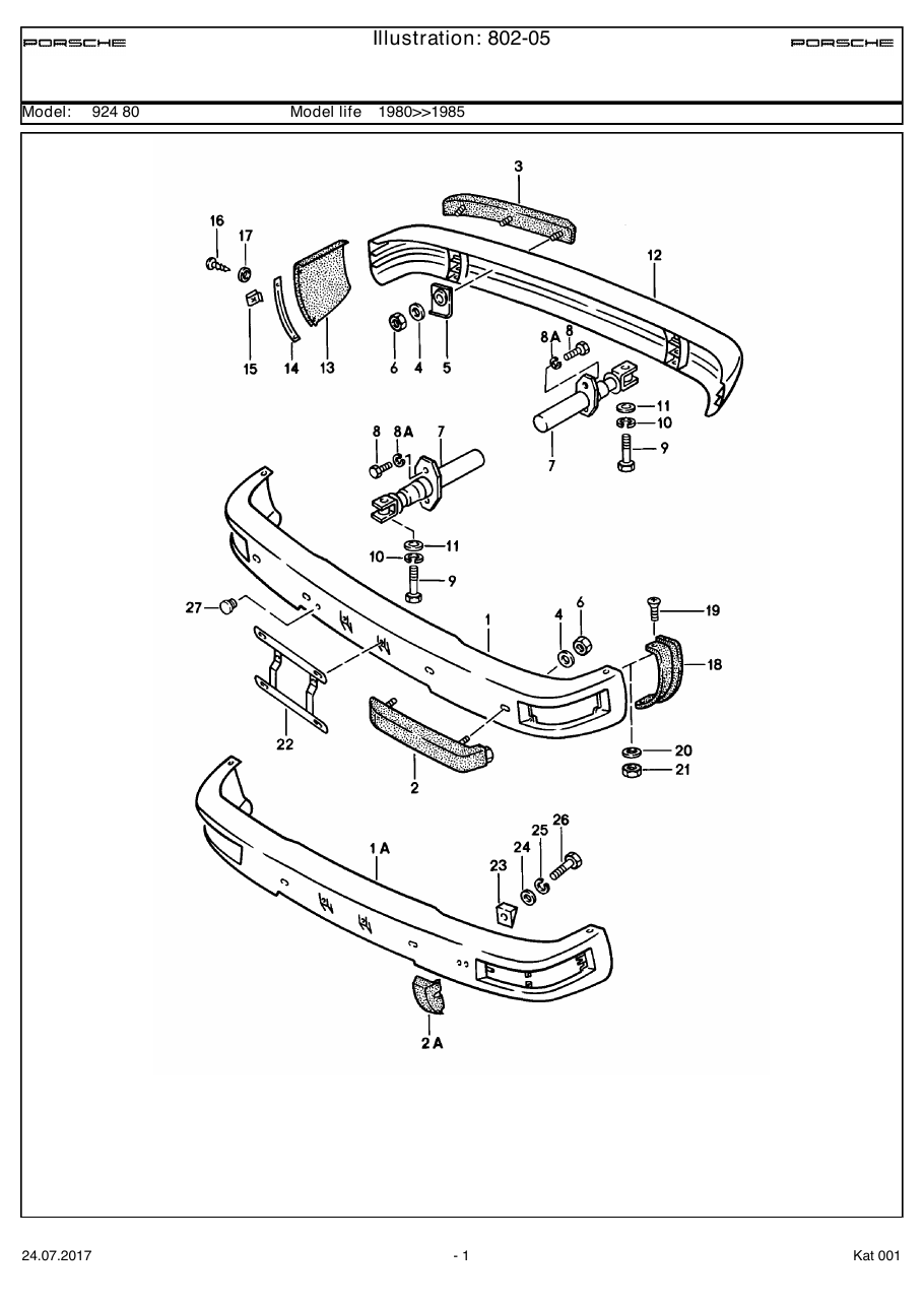 Exploded parts diagram — Bumper
