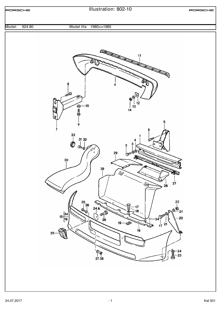 Exploded parts diagram — Bumper