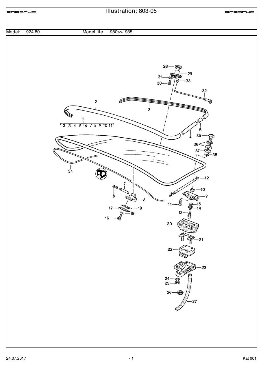 Exploded parts diagram — Rear lid