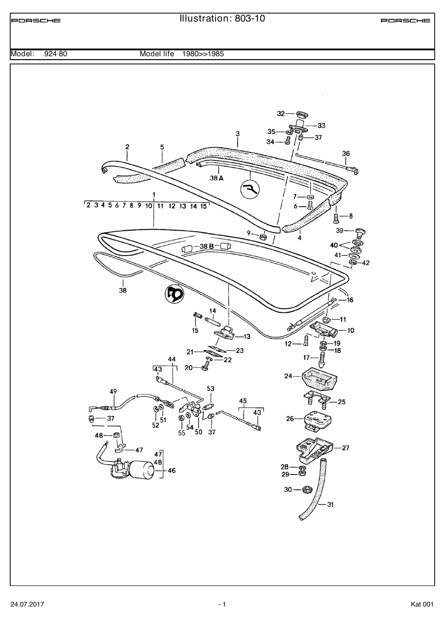 Exploded parts diagram — Rear lid