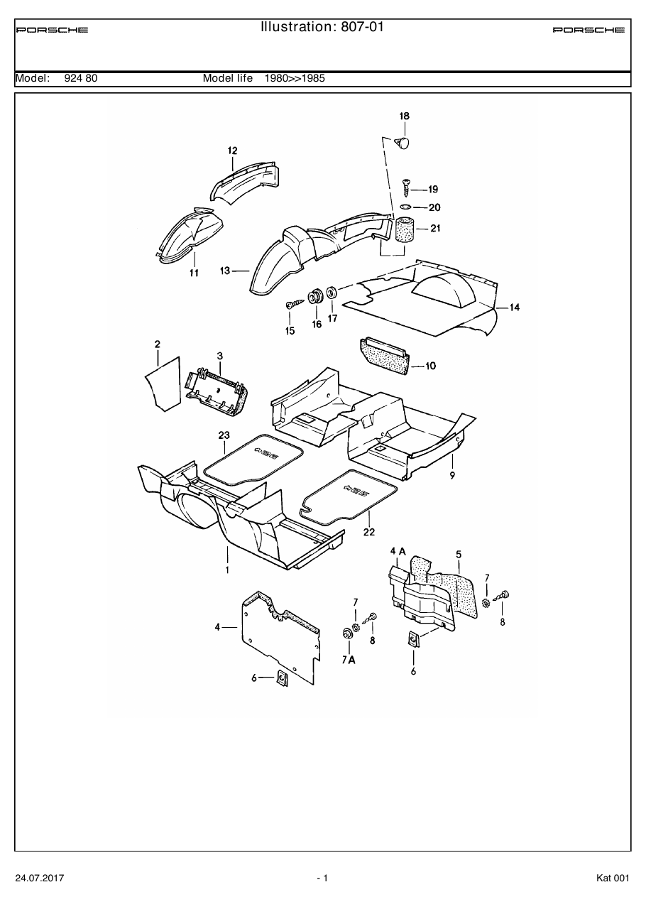 Exploded parts diagram — Linings