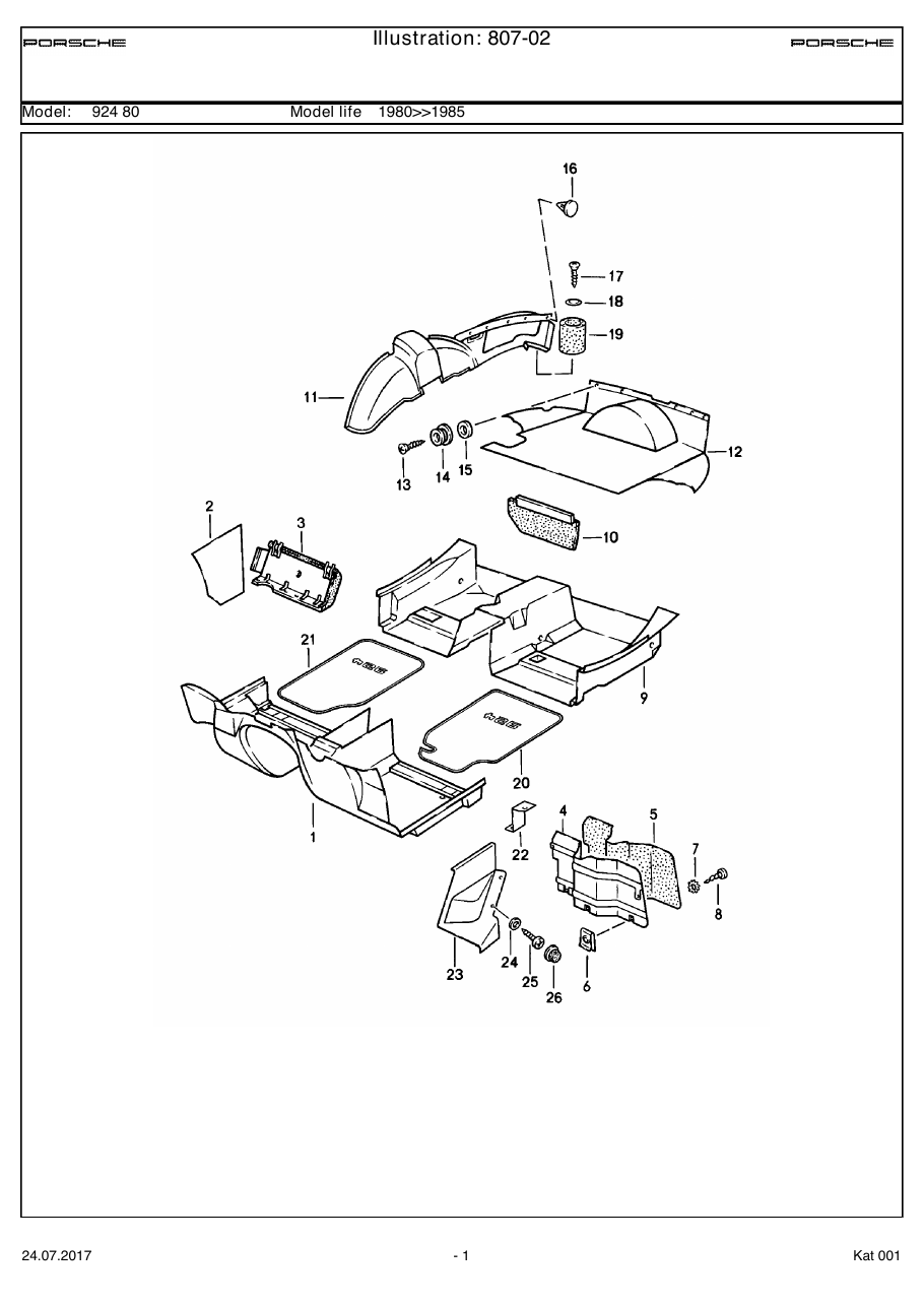 Exploded parts diagram — Linings