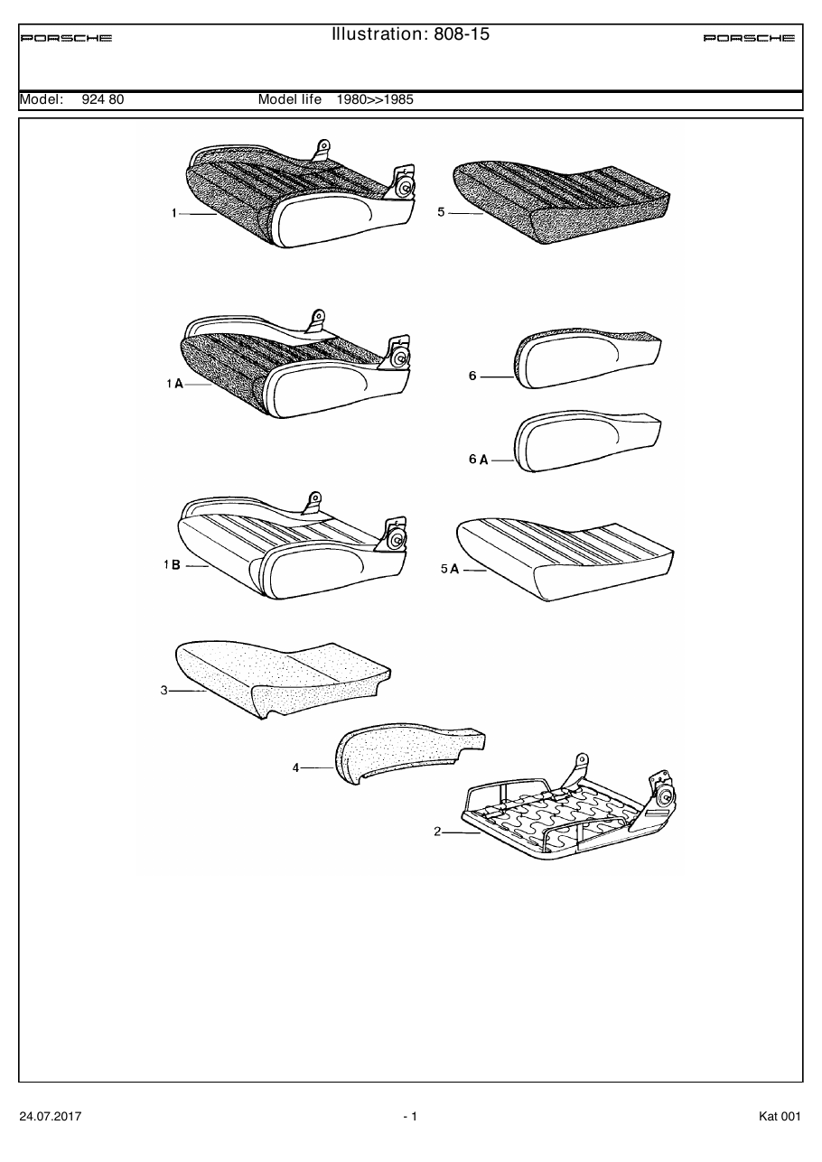 Exploded parts diagram — Sports seat
