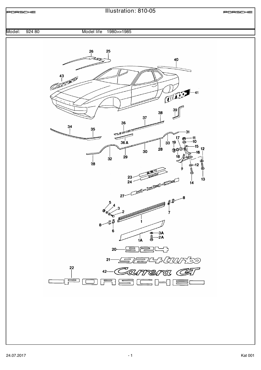Exploded parts diagram — Sill cover