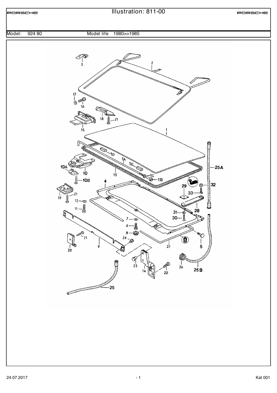 Exploded parts diagram — Roof