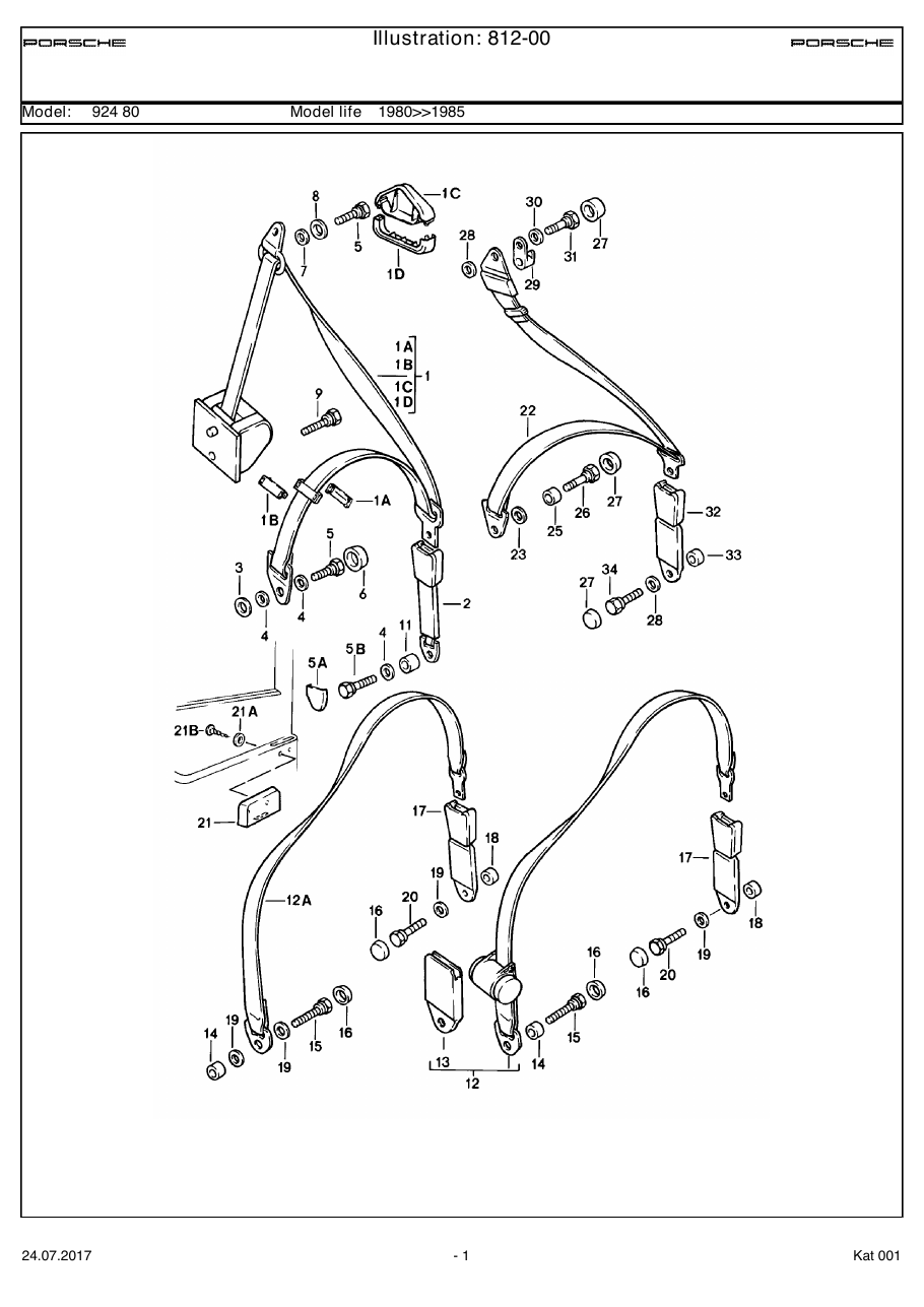 Exploded parts diagram — Seat belt
