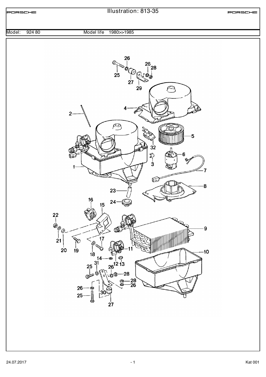 Exploded parts diagram — Air conditioner