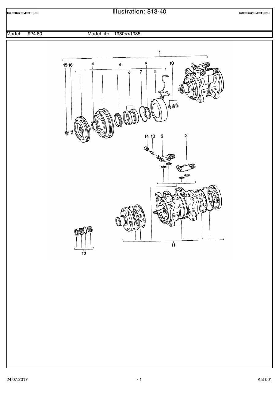 Exploded parts diagram — Compressor