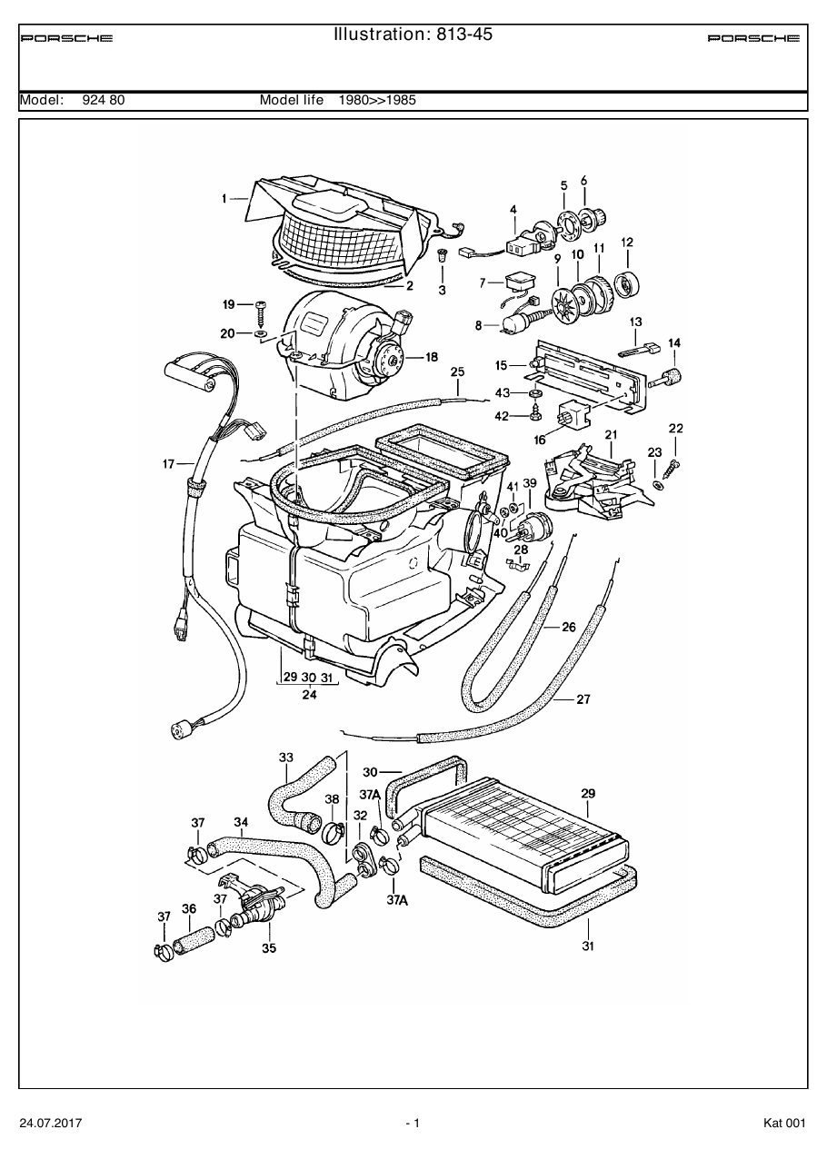 Exploded parts diagram — Heater